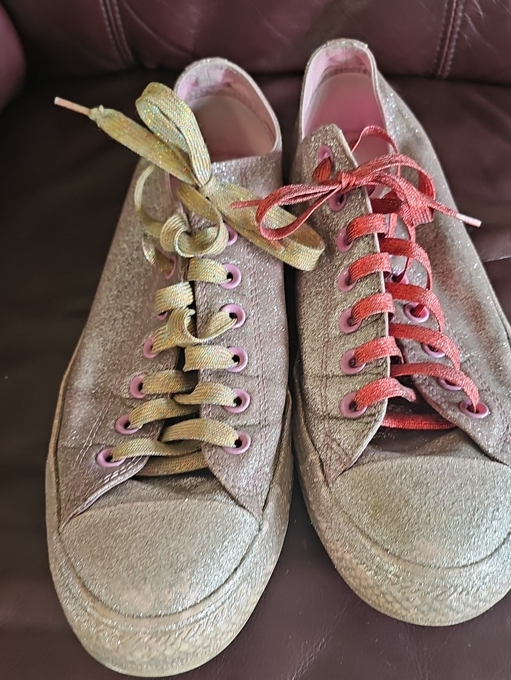Converse Glitter Low-Top Sneakers with Gold and Pink Accents